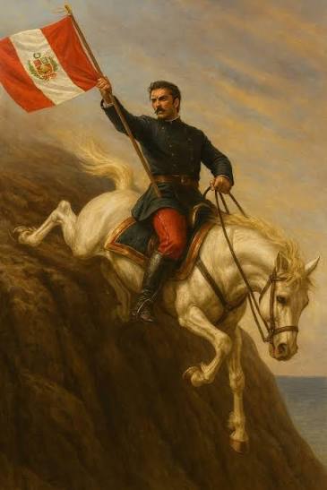 Alfonso Ugarte a caballo, insignia histórica de la Asociación